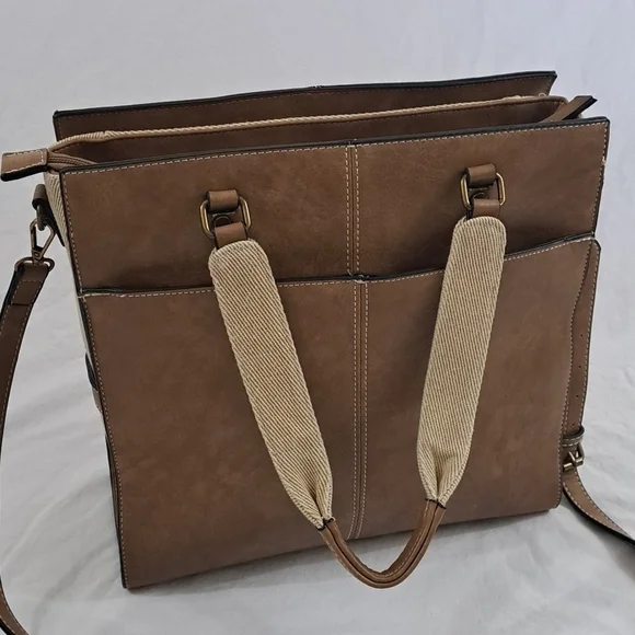 Simply Noelle Camel Brown Vegan Leather and Canvas - Picture 6 of 16
